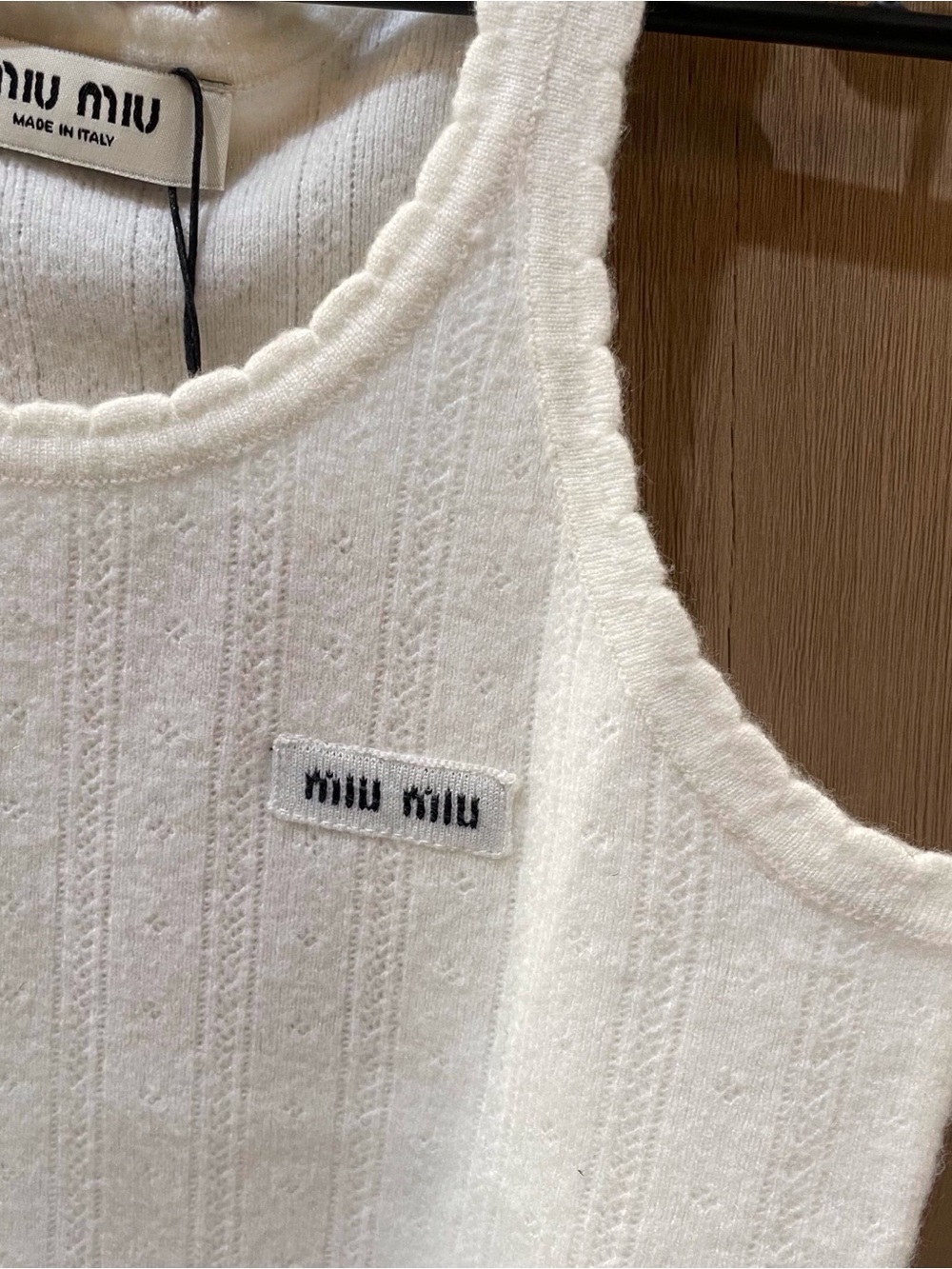 Miu Miu White Ribbed Knit Tank Top - Picture 3 of 7